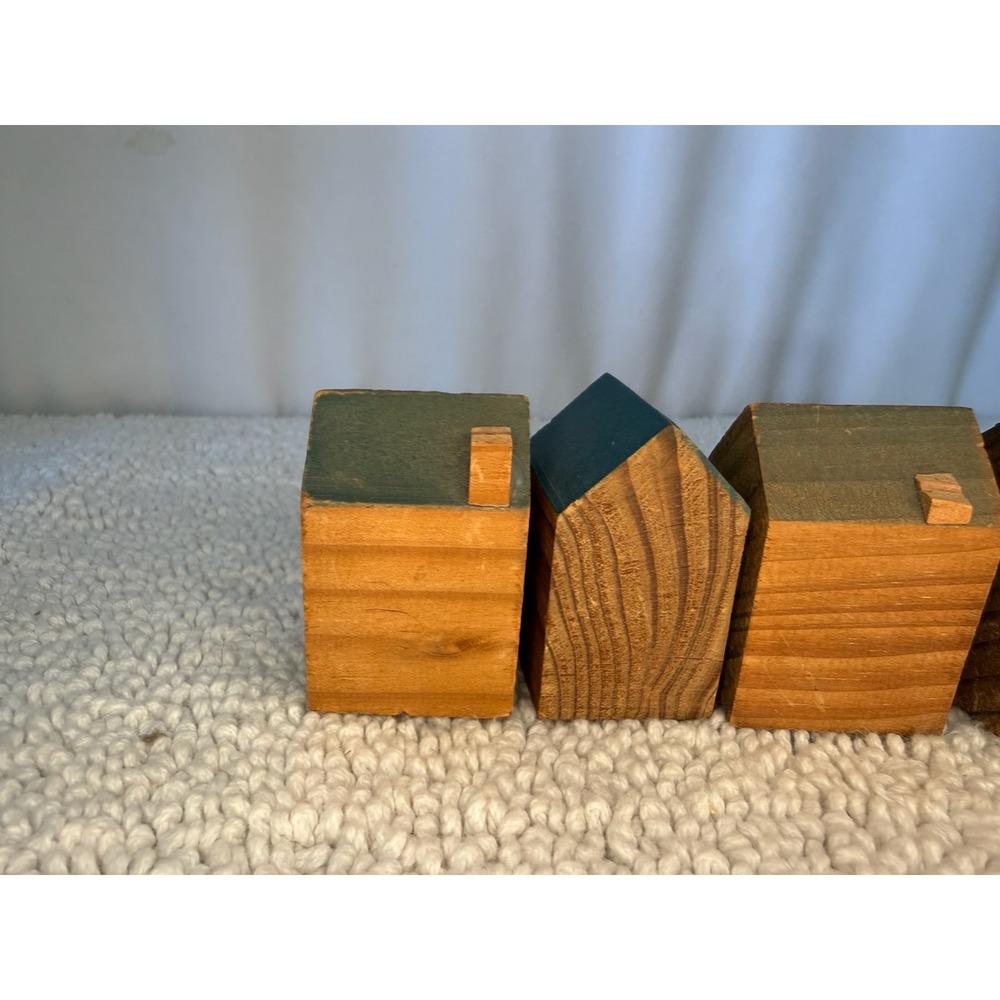 Rustic Wooden Welcome House Blocks Farmhouse Primitive Shelf Decor Set of 7 - Picture 9 of 9